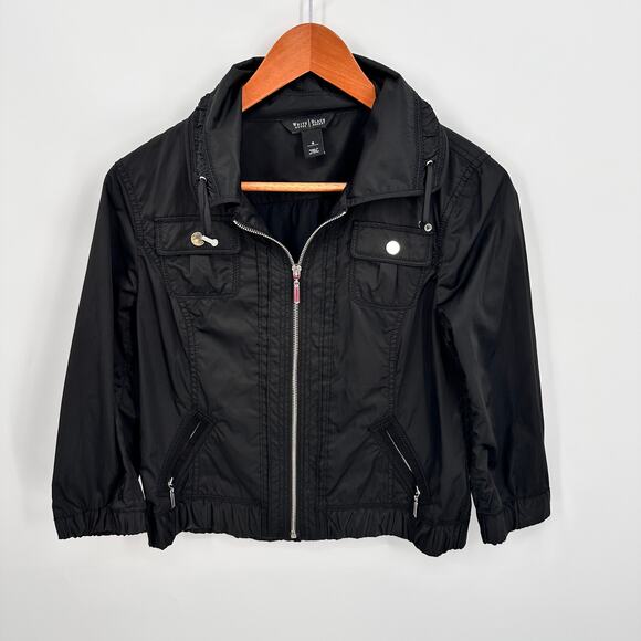 WHITE HOUSE BLACK MARKET Black Anorak Windbreaker Zipper Jacket // 6 - Picture 1 of 8